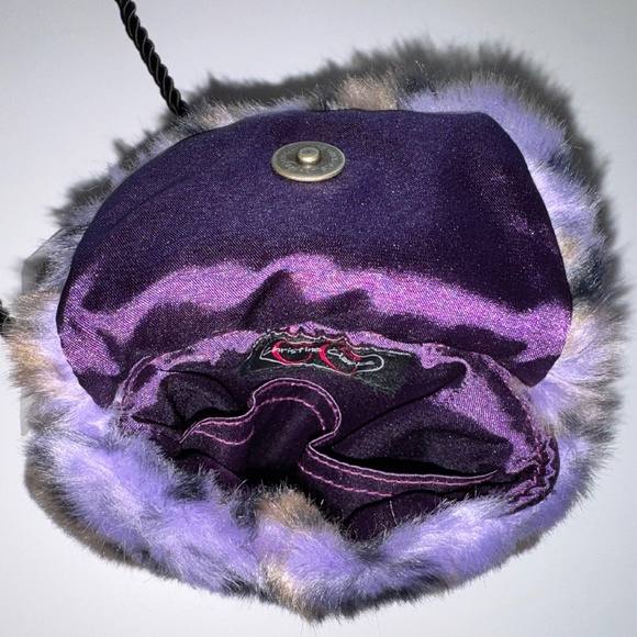 NEW Fuzzy Purple Leopard Mini Crossbody Bag 💜 Faux Fur Y2K Vibe - Picture 4 of 8